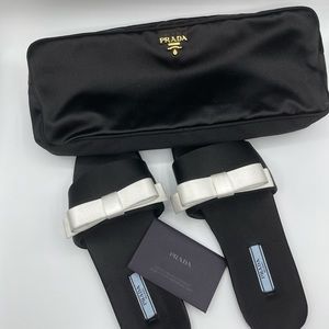 Prada Satin slippers travel pouch